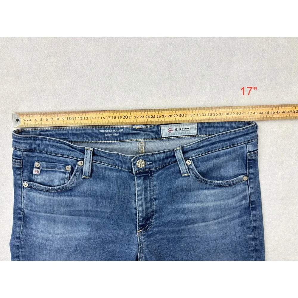 AG Adriano Goldschmied The Stilt Roll Up Cigarette Jeans Blue Size 32 Made USA‎